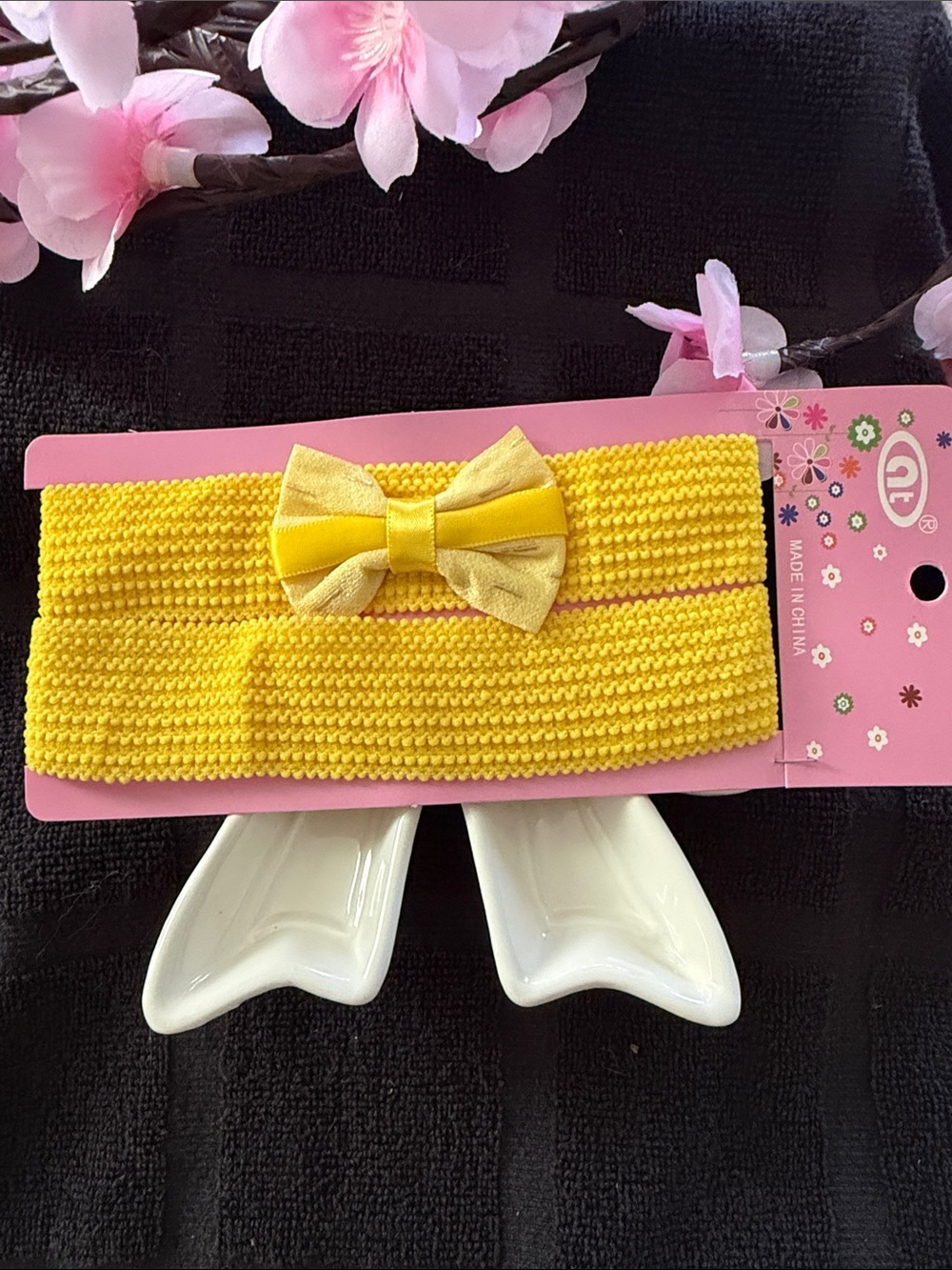 Yellow Stretch Bow Headband for Kids - Cute Elastic Hair Accessory